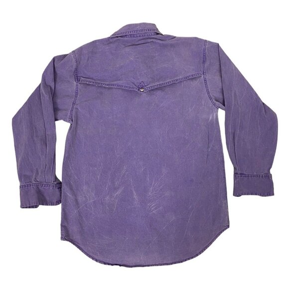 Vtg FRONTIER SERIES Men Western Denim Shirt Button Down Long Sleeve Sz M Purple - Picture 2 of 9